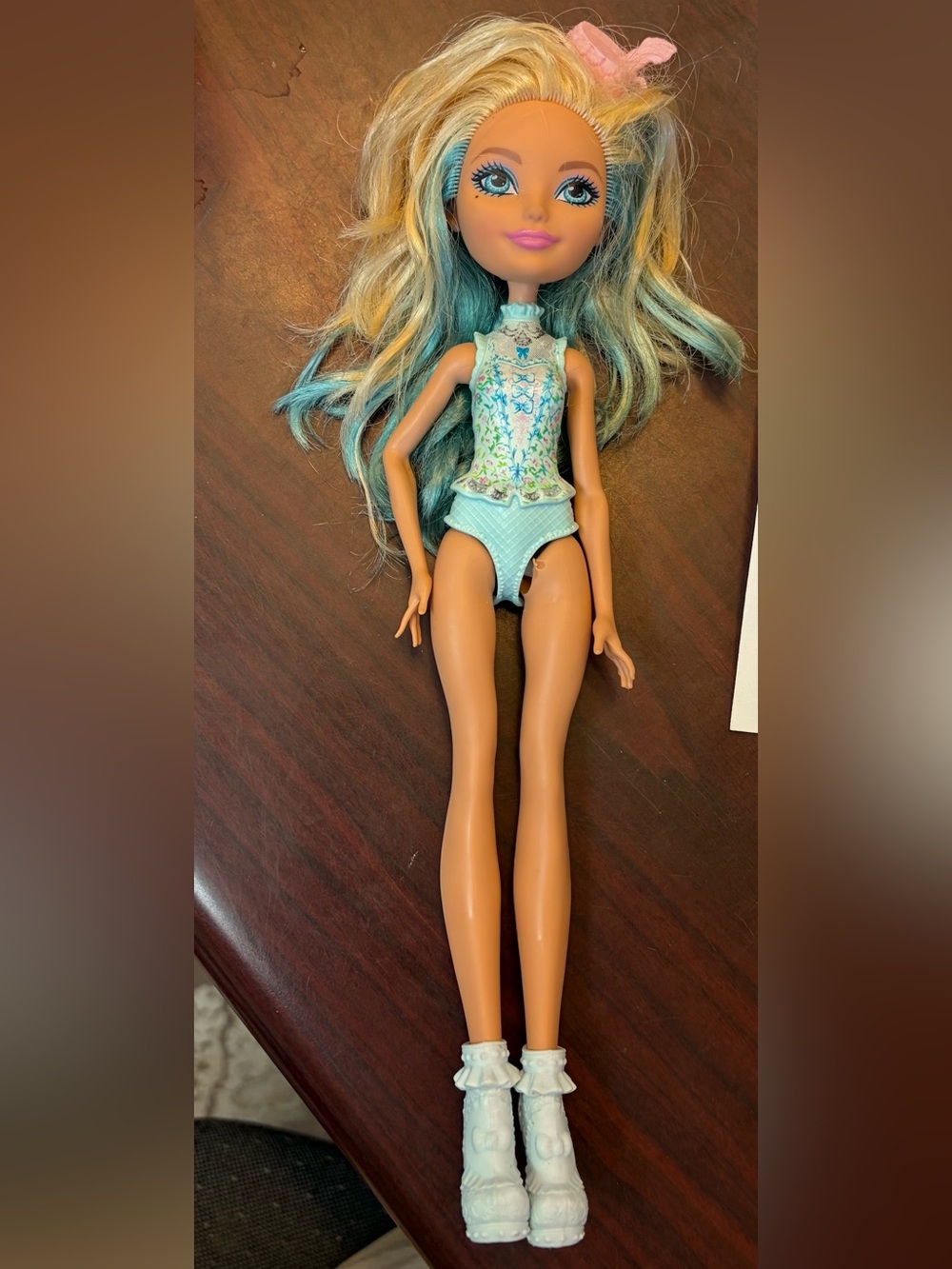 Mattel Ever After Charming Darling 11” doll blond with blue streaks